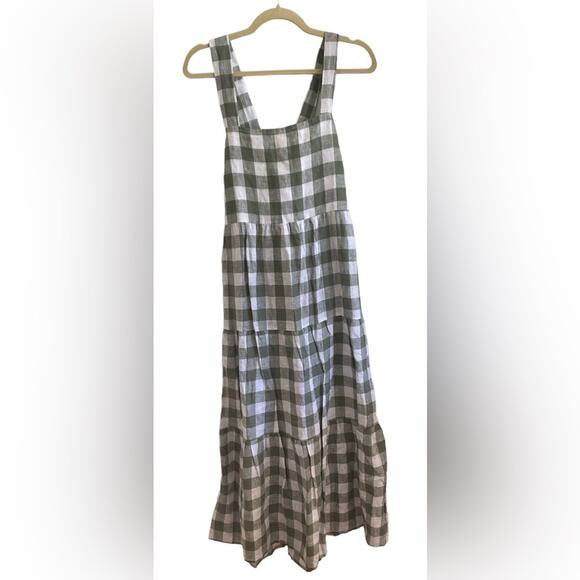 NWT Vitamin A size Medium Canyon line and checkered tied crisscross midi dress - Picture 1 of 7